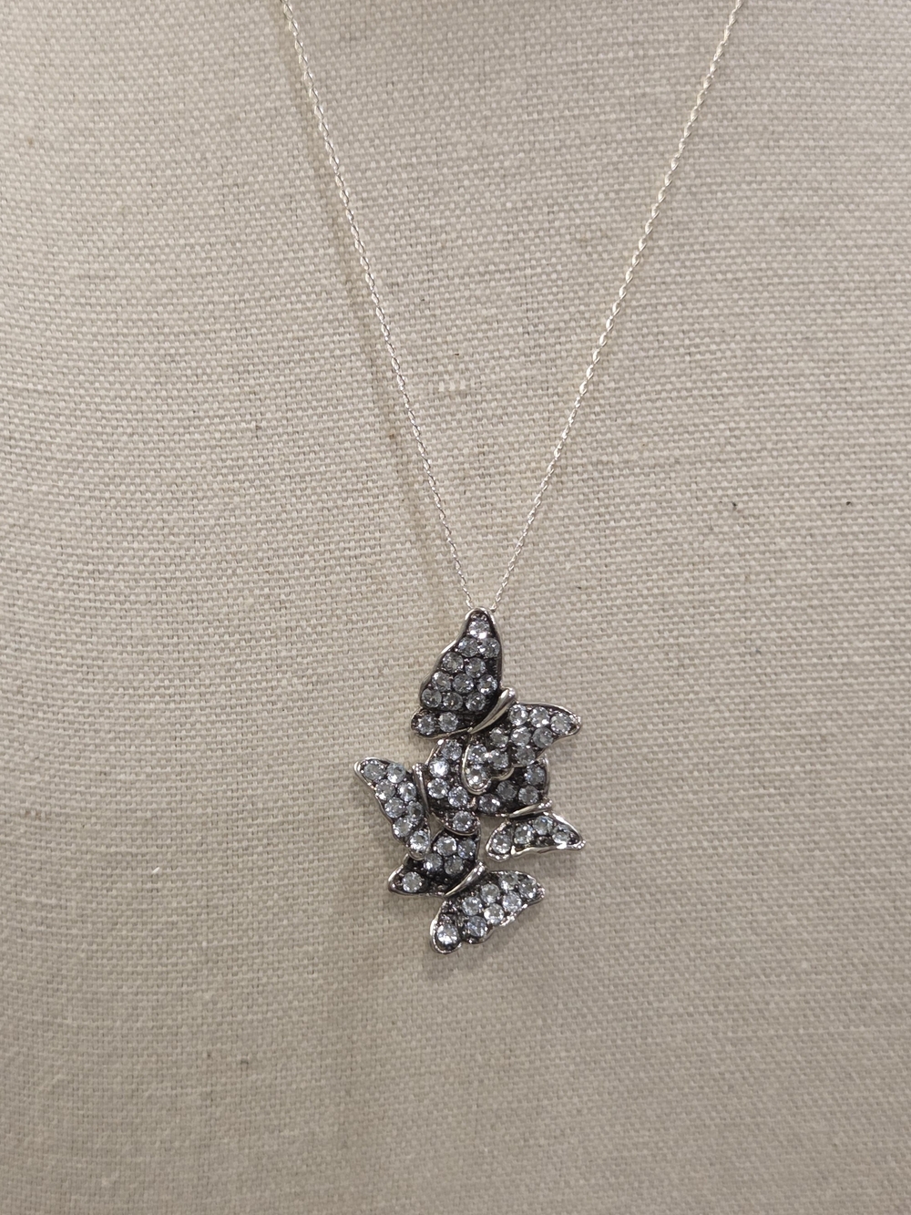 Sterling Silver Blue Topaz Butterfly Pendant Necklace
